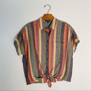 Madewell Striped Tie Front Shirt